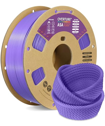 OVERTURE ASA Filament 1.75mm, 1kg spool (2.2lbs), Accuracy +/- 0.03mm, for 3D printers (Purple)