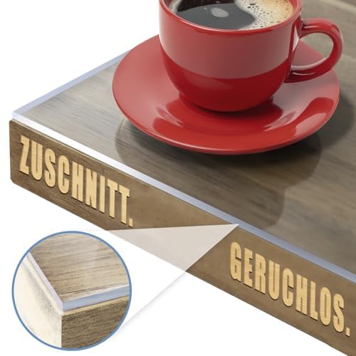 KARAT Transparent table cover with straight edge - Custom fit tablecloth, size selectable - Vinyl, clear protective film, table protector (Crystal, W:120 x L:125 cm)