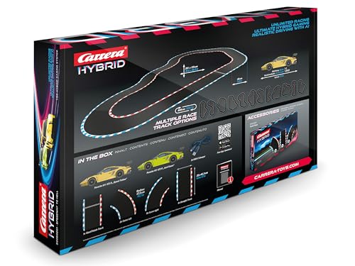 Carrera HYBRID Speedway to Hell I Racing fun of the new generation - Legendary racing cars Porsche 911 GT3 R in 1:50 scale - Hybrid technology with AI support - Control via smartphone app.