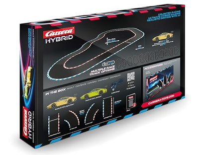 Carrera HYBRID Speedway to Hell I Racing fun of the new generation - Legendary racing cars Porsche 911 GT3 R in 1:50 scale - Hybrid technology with AI support - Control via smartphone app.