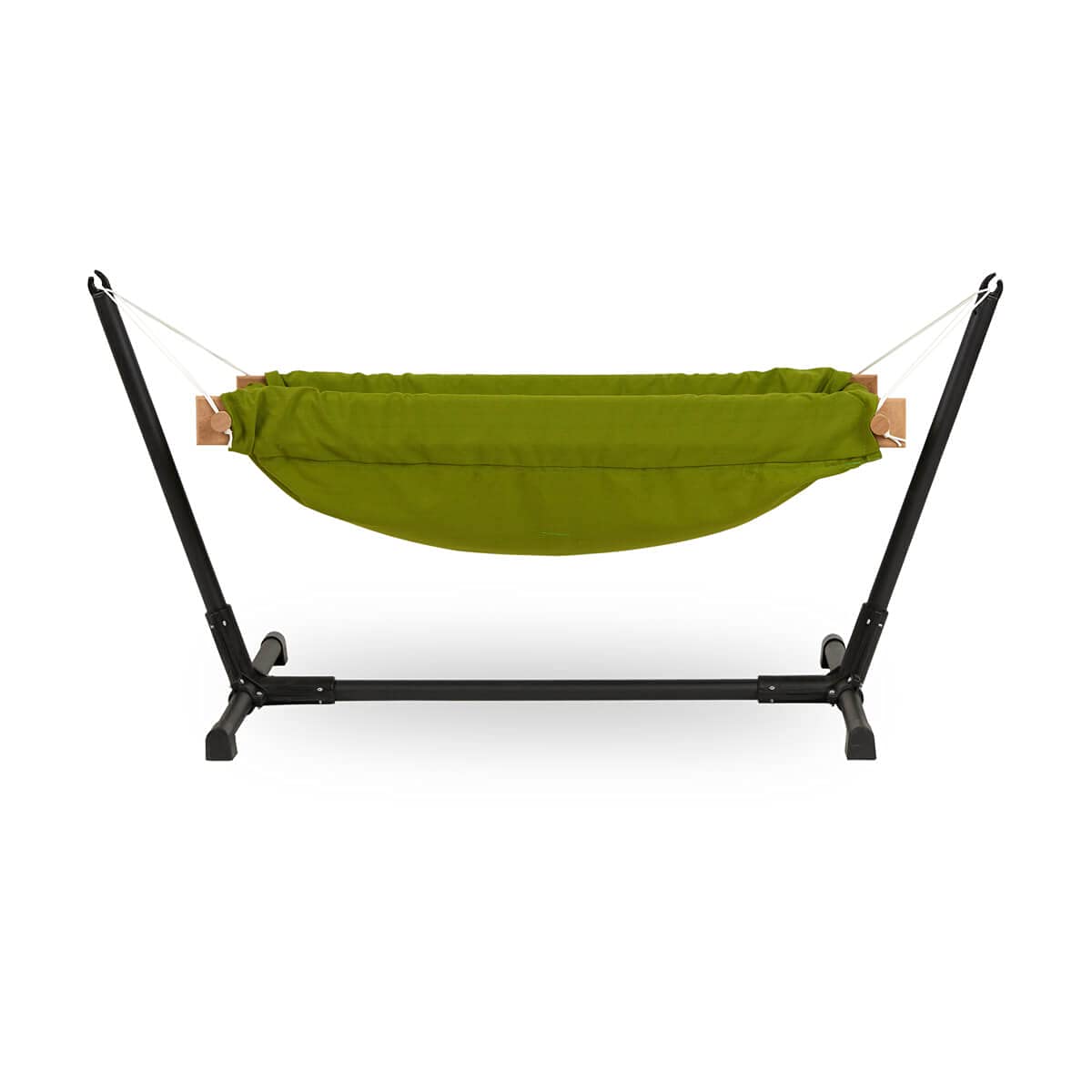 Baby Hammock with Stand. Made from 100% cotton, this travel-friendly baby hammock comes with a wooden swing stand for your little one to rest and play comfortably.