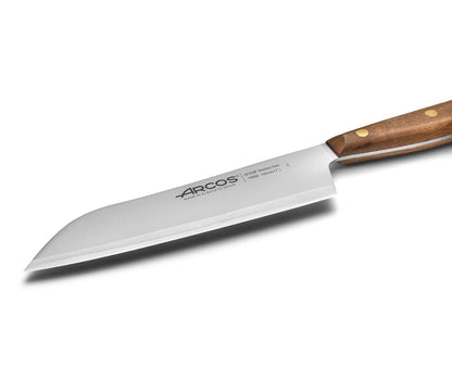 Arcos Nordika Series - Santoku Knife - Nitrum Stainless Steel - 190 mm Blade - Ovengkol Wood Handle 100% natural FSC - 100% recycled packaging - Brown Color