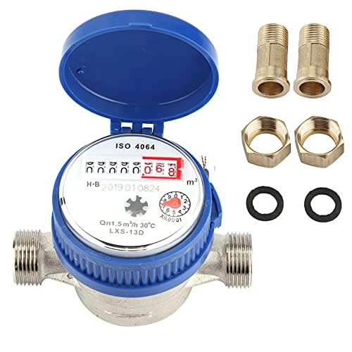 Water meter calibrated 3/4 inch garden water meter calibrated water meter QN 1.5 cold water 1/2 inch flow connection households water meter frost protected tap meter m3/h 0-40°C mechanical
