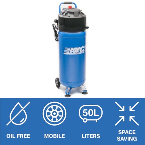 ABAC Vertical Air Compressor EASE-AIR 50V, oil-free, max pressure 10 bar, power 2 HP, 50-liter tank, noise level 97 dB (A)