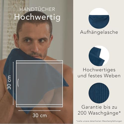 24 pieces of washcloths 30x30 cm | Small towel set | Terry Soft & Fluffy | 100% cotton | Mini washcloths | 500 g/m² | Oeko-Tex | Ôhm | Blue
