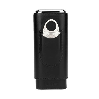 PIPITA Cigar Case Portable Travel 3 Tubes Elegant Cigar Humidor made of leather with high-end stainless steel cigar cutter Portable Gift Bag