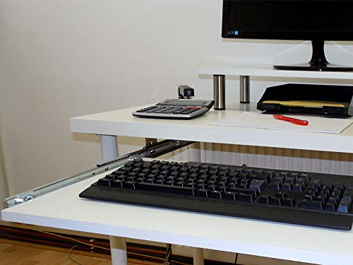 EisenRon keyboard tray telescopic slides 300 mm useful height 47 mm for underdesk mounting