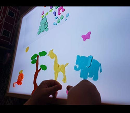 R-CRE@ - Montessori Light Table RGB 64x48x7 cm with activity booklet | LED with remote control | Certified (AIJU + Univ. Murcia) | Sensory learning table | Play & Learn