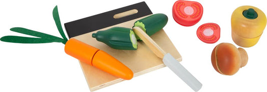 Small Foot cutting set vegetables "fresh" made of wood, food for children's kitchen, role play toy for ages 2 and up, 12329
