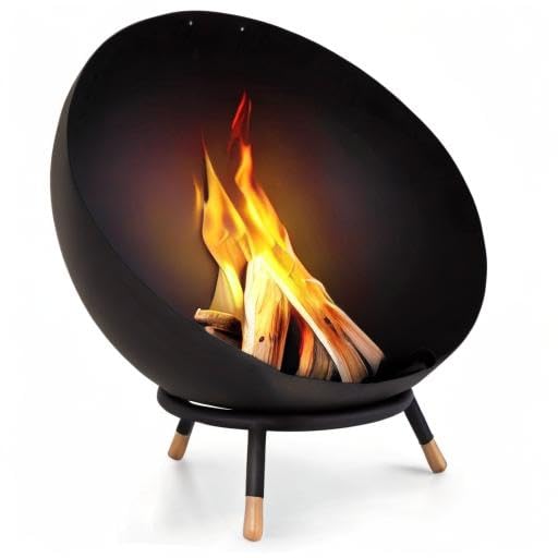 Blumfeldt Fire Pit, outdoor fire pit with 3-leg stand, tiltable fire bowls for garden & balcony, camping fire pit large, weatherproof garden fire pit, fire bowls 50x75x50 cm