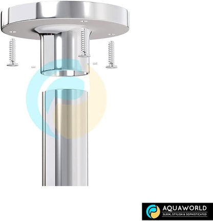 Aquaworld Oval Shower Curtain Rod for Bathroom Decor, 14 Curtain Rings Included - Ceiling Mount, Sturdy Construction, Chrome Shower Rod for Tub, Ideal for Small Bathrooms