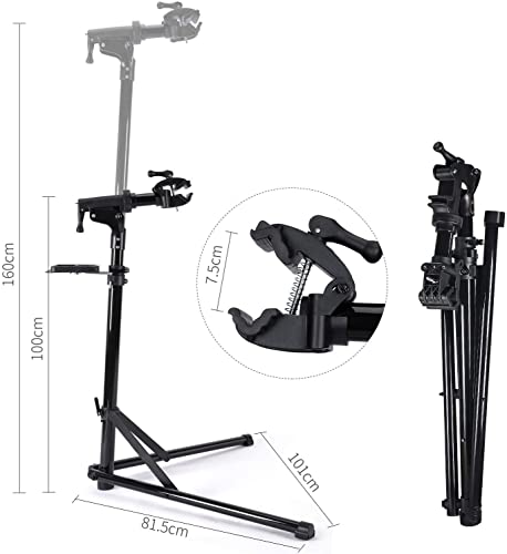 CXWXC Bike Repair Stand, height adjustable and made of aluminum alloy for easy assembly and repair of bikes (Rifle Black).