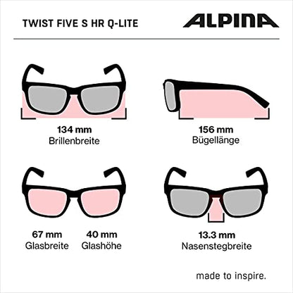 ALPINA TWIST FIVE S HR Q-LITE - Mirrored, contrast-enhancing & fog-free sports & cycling glasses with 100% UV protection for adults, white matte, One Size