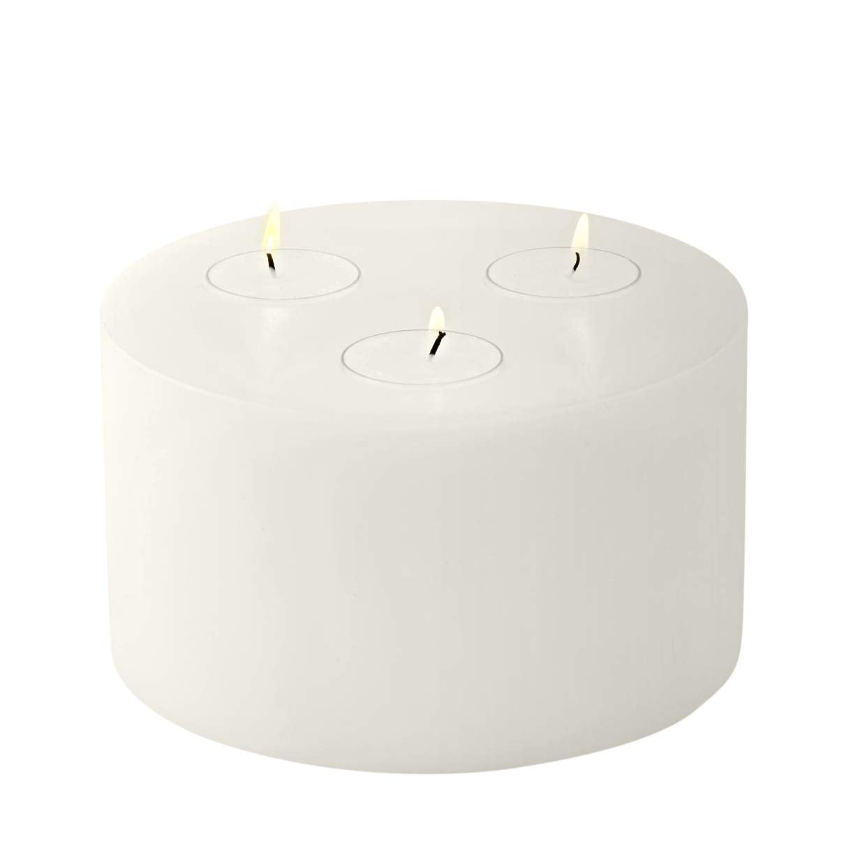EDZARD continuous candle Cornelius (Ø 16 cm, H 9 cm) in white - tea light holder for 3 tea lights, in candle design, lantern for standard tea lights - decorative candles, table decoration, living room decoration