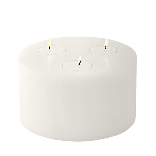 EDZARD continuous candle Cornelius (Ø 16 cm, H 9 cm) in white - tea light holder for 3 tea lights, in candle design, lantern for standard tea lights - decorative candles, table decoration, living room decoration