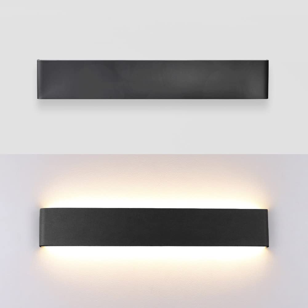 Klighten wall lamp, 16W, modern indoor wall lighting, 51cm, up and down wall light indoors, warm white 3000K for bedroom, living room, stairs, and bathroom, black.
