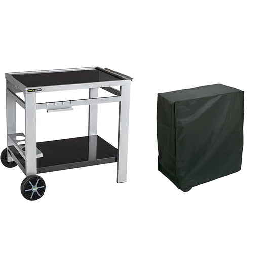 Cook'in Garden Media M garden cart for grill/plancha/worktop - L 93.5 × W 67 × H 80.5 cm & Rayen AA236 grill cover, rectangular, PEVA (Polyethylene-Vinyl Acetate), Black, 90 x 65 x 90 cm