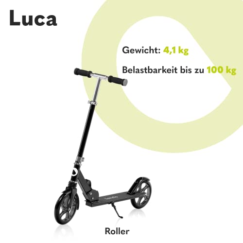 LIONELO Luca Plus Scooter Kids Scooter City Scooter Push Scooter Kick Scooter Kickscooter up to 100kg, Big Wheel 200mm, Foldable, Adjustable Height, ShockResist Suspension