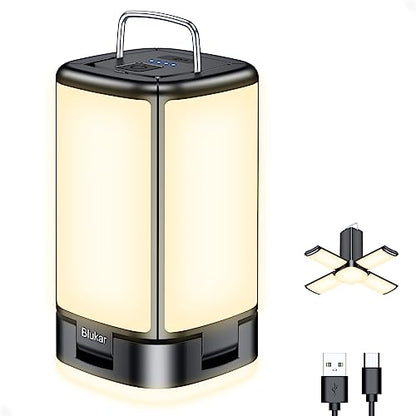 Blukar LED Camping Lantern, Super Bright 116 LEDs Camping Lantern with 7 Light Modes, USB C Rechargeable 10+ Hrs Operating Time, Multifunctional Emergency Light Tent Lamp for Camping, Hiking-Black