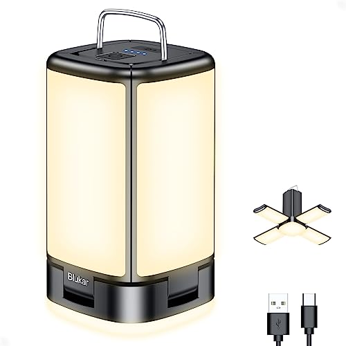 Blukar LED Camping Lantern, Super Bright 116 LEDs Camping Lantern with 7 Light Modes, USB C Rechargeable 10+ Hrs Operating Time, Multifunctional Emergency Light Tent Lamp for Camping, Hiking-Black