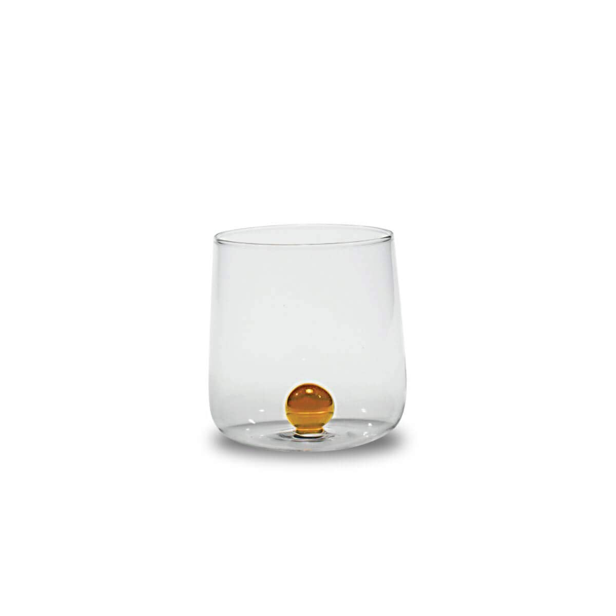 Saffron Bilia Tumbler Set 6 water glasses clear with ball in 6 different colors.