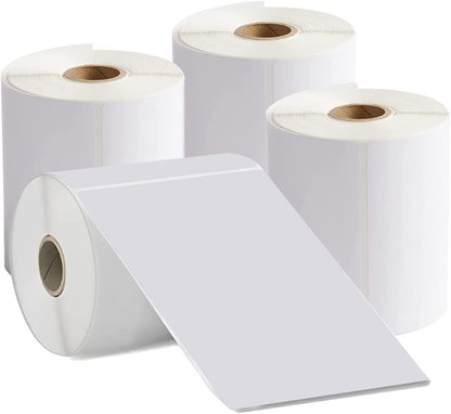 4 Rolls of 4" x 6" (100mm x 150mm) Direct Thermal Shipping Labels Adhesive Labels for Mailing Addresses Shipping Labels (250 Sheets/Rolls)