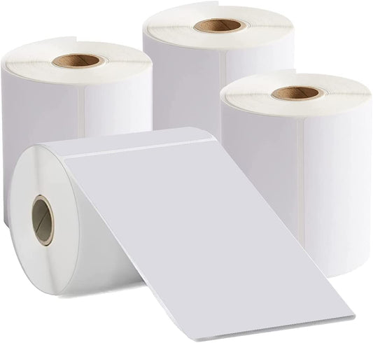 4 Rolls of 4" x 6" (100mm x 150mm) Direct Thermal Shipping Labels Adhesive Labels for Mailing Addresses Shipping Labels (250 Sheets/Rolls)