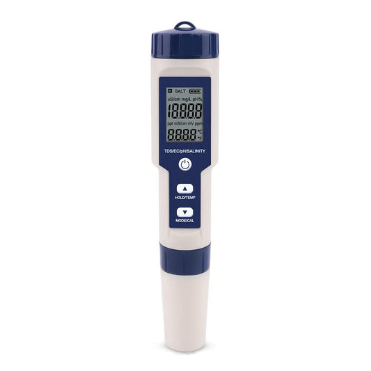 Meichoon 5 in 1 TDS/EC/pH/Salinity/Temperature Meter Digital Water Quality Tester for Hydroponics Aquariums Pools Drinking Water DH12