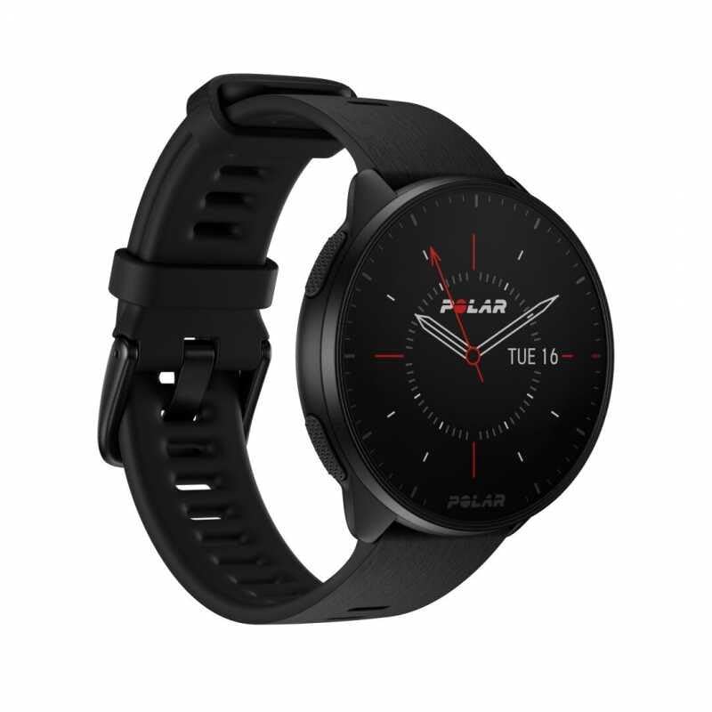 Polar Pacer - GPS running watch - very fast processor - ultralight - bright display - tactile buttons - personalized - heart rate monitor - music control, Night Black, S-L