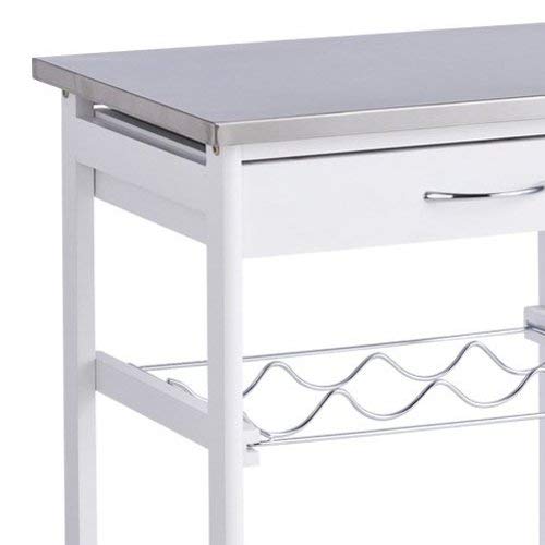 Zeller 13772 kitchen trolley with stainless steel top, white, approx. 47 x 37 x 82 cm