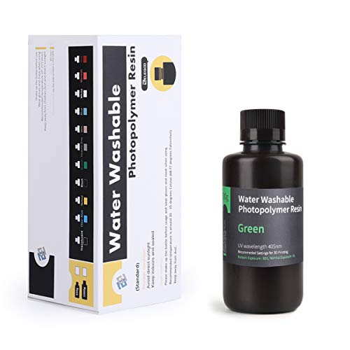 ELEGOO Water Washable 3D Printer Resin LCD UV Curing Resin 405nm Photopolymer Resin for LCD 3D Printing Clear Green 500g