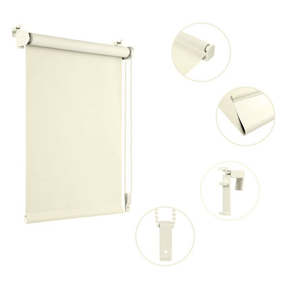Eurohome blackout roller blind thermal blind 50x130cm (fabric width 46 cm) cream clamp fix without drilling with same color coating side pull roller blind Oeko-TEX Standard 100 clamp blind for window & door