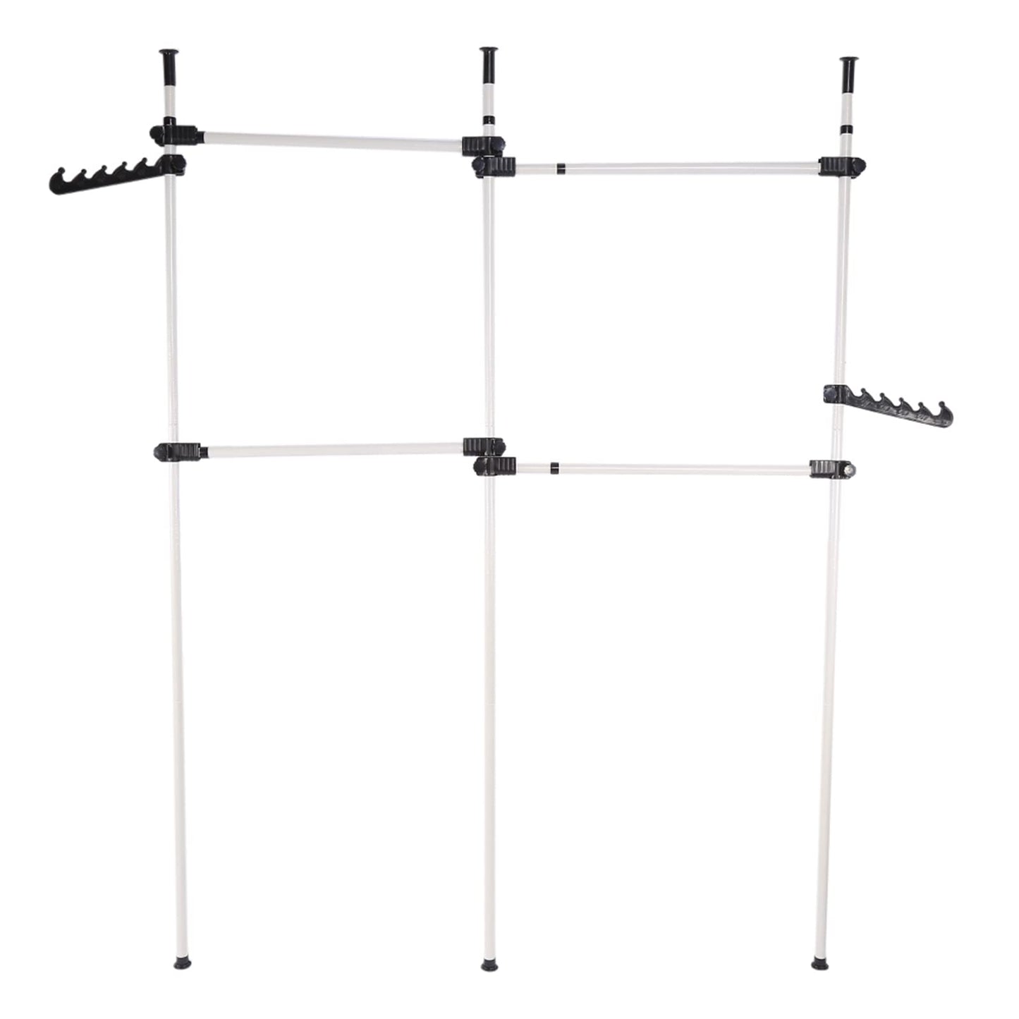Cocoarm telescopic pole clothes rack wardrobe system shelving system telescopic dressing room clothes rack adjustable garment rack 3 poles 4 crossbars adjustable height 281-329 cm