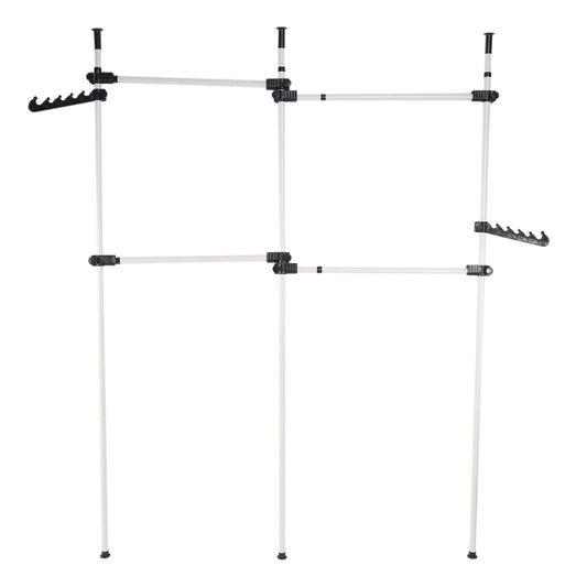 Cocoarm telescopic pole clothes rack wardrobe system shelving system telescopic dressing room clothes rack adjustable garment rack 3 poles 4 crossbars adjustable height 281-329 cm
