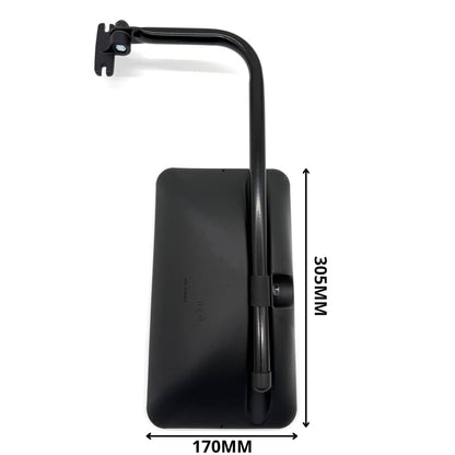 2x exterior mirrors 305x170 ø14-18 for tractor, truck, excavator with mirror holder and arm.