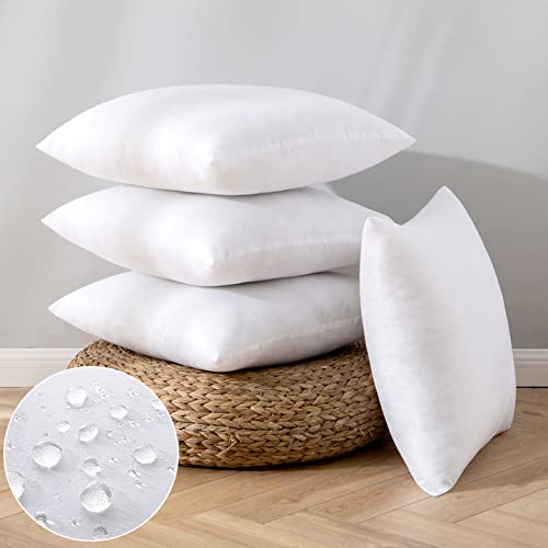EMEMA 4-piece Outdoor Pillow Set Weatherproof 50x50 cm Water-resistant Pillow Filling Inner Pillow Sofa Pillow Head Pillow Feather Pillow Decorative Pillow Filling for Garden Couch Living Room Bedroom Sofa