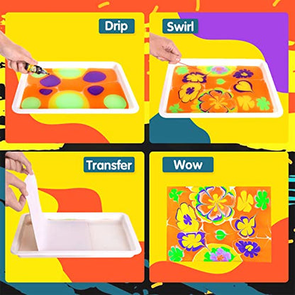 Water marbling paint for kids - arts and crafts for girls and boys, craft kits, for children aged 6 years and older...