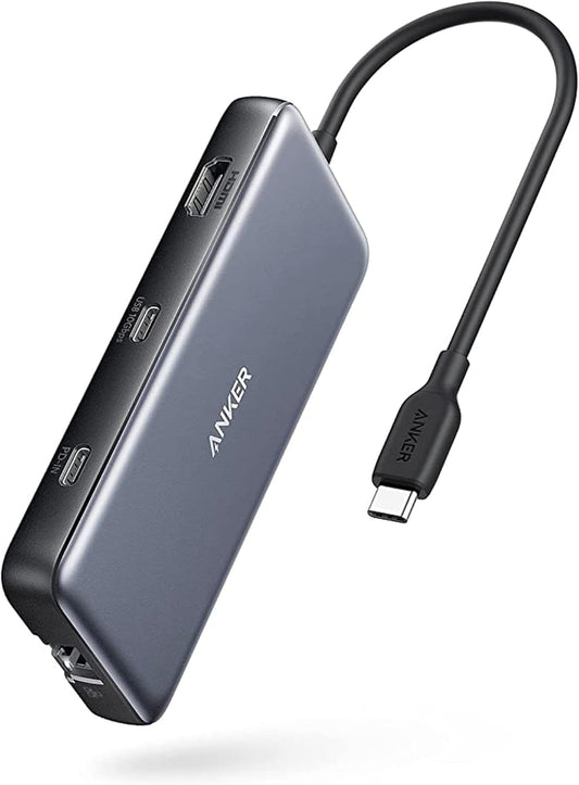 Anchor 555 USB-C Docking Hub (8-in-1) PowerExpand Adapter, 100W Power Delivery, 4K 60Hz HDMI, 10Gbps USB-C & 2 USB-A data ports, Ethernet port, microSD & SD card reader, for MacBook Pro and more.