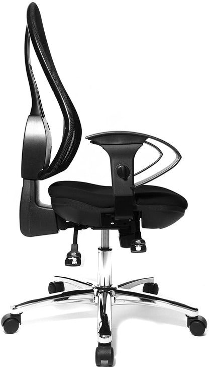 Topstar Open Point SY Deluxe, ergonomic syncro-disk swivel chair, office chair, desk chair, including armrests (adjustable height), fabric, black