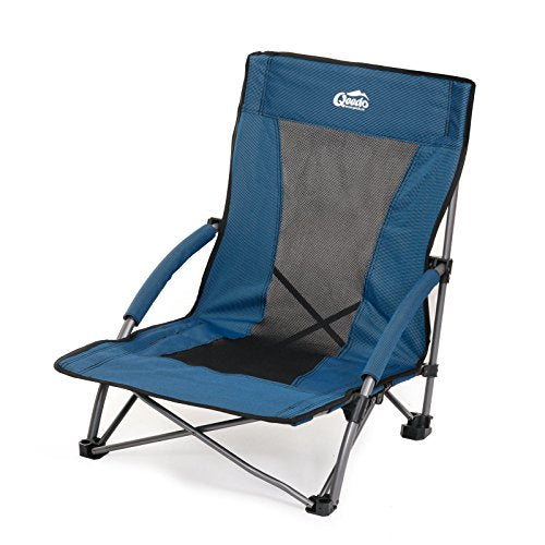 Qeedo Johnny Beach chair (foldable) incl. mesh ventilation (Weight: 3.180 g/Packed size: 70x14x17 cm), wide feet for sand & low seat height (22 cm)