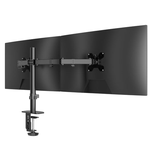 Pholiten monitor arm for 13-27 inch LED LCD screen up to 10 kg, dual monitor mount, height adjustable swivel tilt desk monitor stand, max VESA 100x100mm.