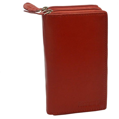 flevado XL wallet Large women's genuine leather wallet with plenty of storage space and room for 29 cards (light red)
