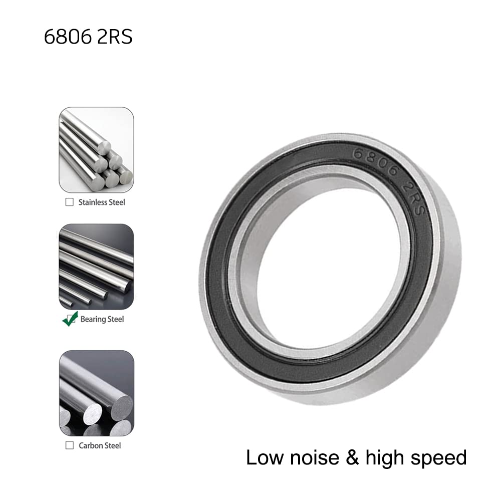 10 pieces 6806 2RS ball bearings 30 mm x 42 mm x 7 mm double sealed deep groove ball bearings for DIY, lathes, motors, 3D printers, milling machines, various mechanical devices, etc.