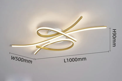 Bellastein LED Ceiling Light Dimmable Ceiling Lamp Modern Living Room Lamp Bedroom Lamp Ceiling with Remote Control Interior Design Ceiling Lighting for Living Room Kitchen Study Office (Gold, 100CM)
