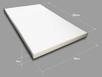 sunnypillow foam board foam cushion cut - 60 x 200 x 7 cm RG 25/44 - topper mattress pad available in many sizes to choose from.