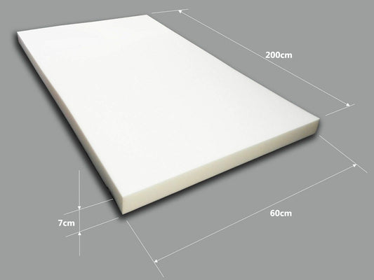 sunnypillow foam board foam cushion cut - 60 x 200 x 7 cm RG 25/44 - topper mattress pad available in many sizes to choose from.