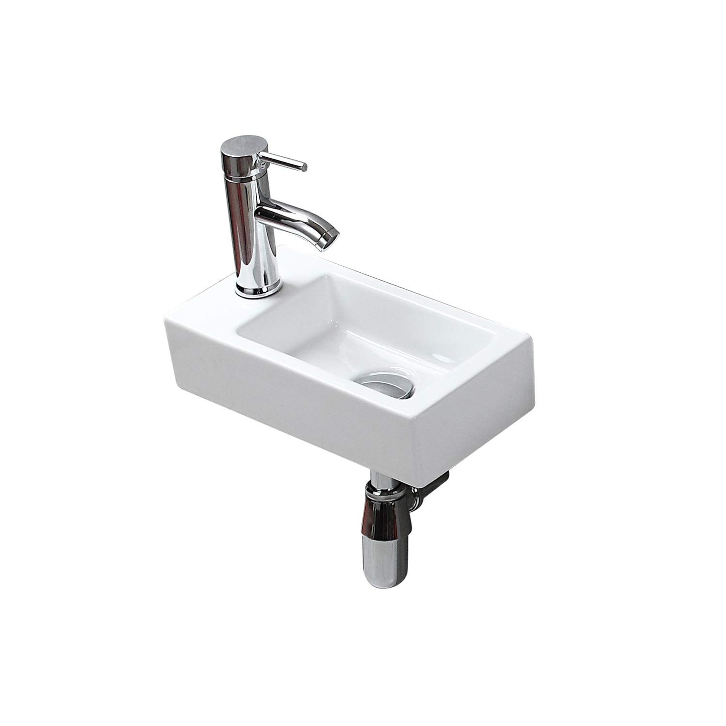 Ceramic Wall-Mounted Small White High-Quality Sink Rectangle Left Hand Sink for Cloakroom Bathroom Toilet