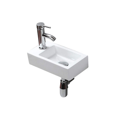 Ceramic Wall-Mounted Small White High-Quality Sink Rectangle Left Hand Sink for Cloakroom Bathroom Toilet