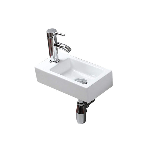 Ceramic Wall-Mounted Small White High-Quality Sink Rectangle Left Hand Sink for Cloakroom Bathroom Toilet