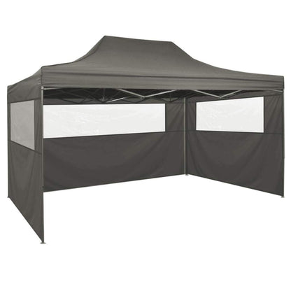Festnight Pop-Up Canopy with 4 Sidewalls | Party Tent | Garden Tent | Garden Pavilion | Event Tent | Event Pavilion | Anthracite Oxford 3 x 4.5 m